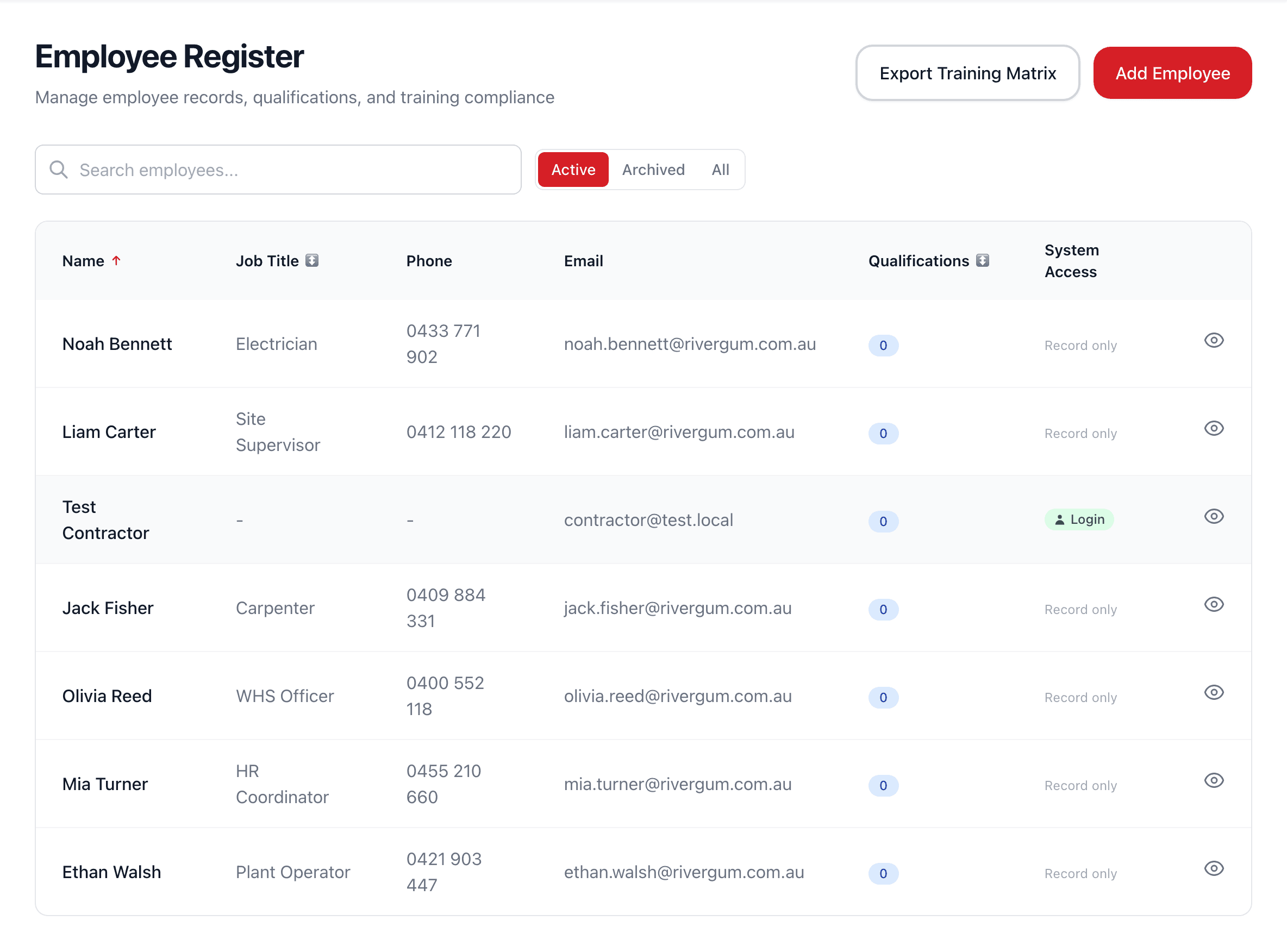 Electronic Employee Management System screenshot